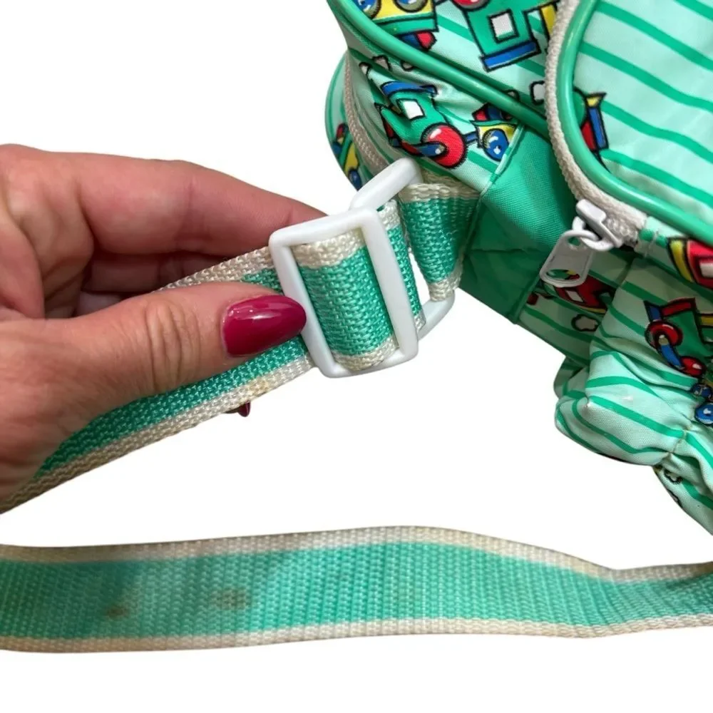Rare Vintage Cutie‎ Pie Green Pinstripe Choo Choo Mini Diaper Bag